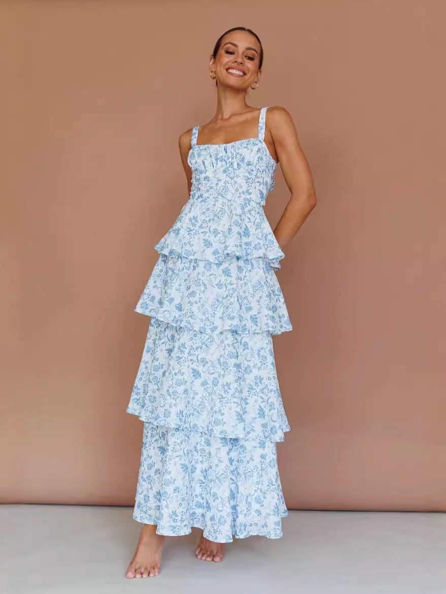 Spring And Summer Bow Floral Printed Holidays Party Chic Dress 6