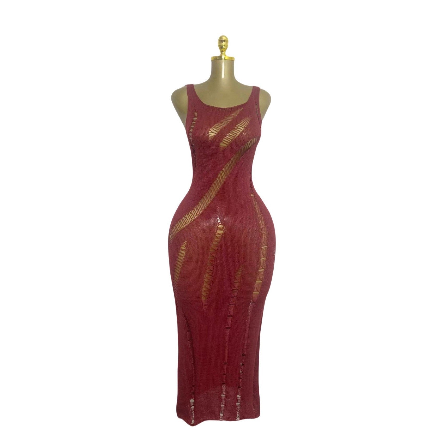 Women summer sexy cutout knitting beach dress 7