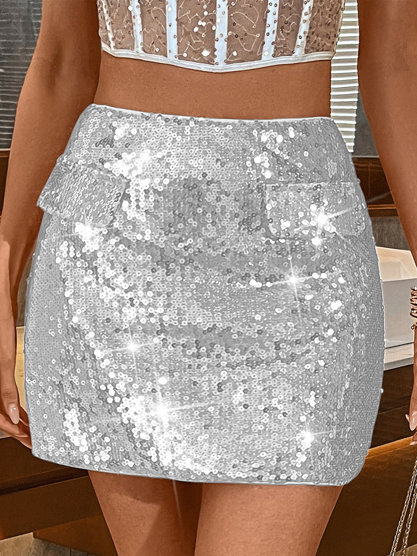 Summer women's Sexy sequined nightclub skirt 8