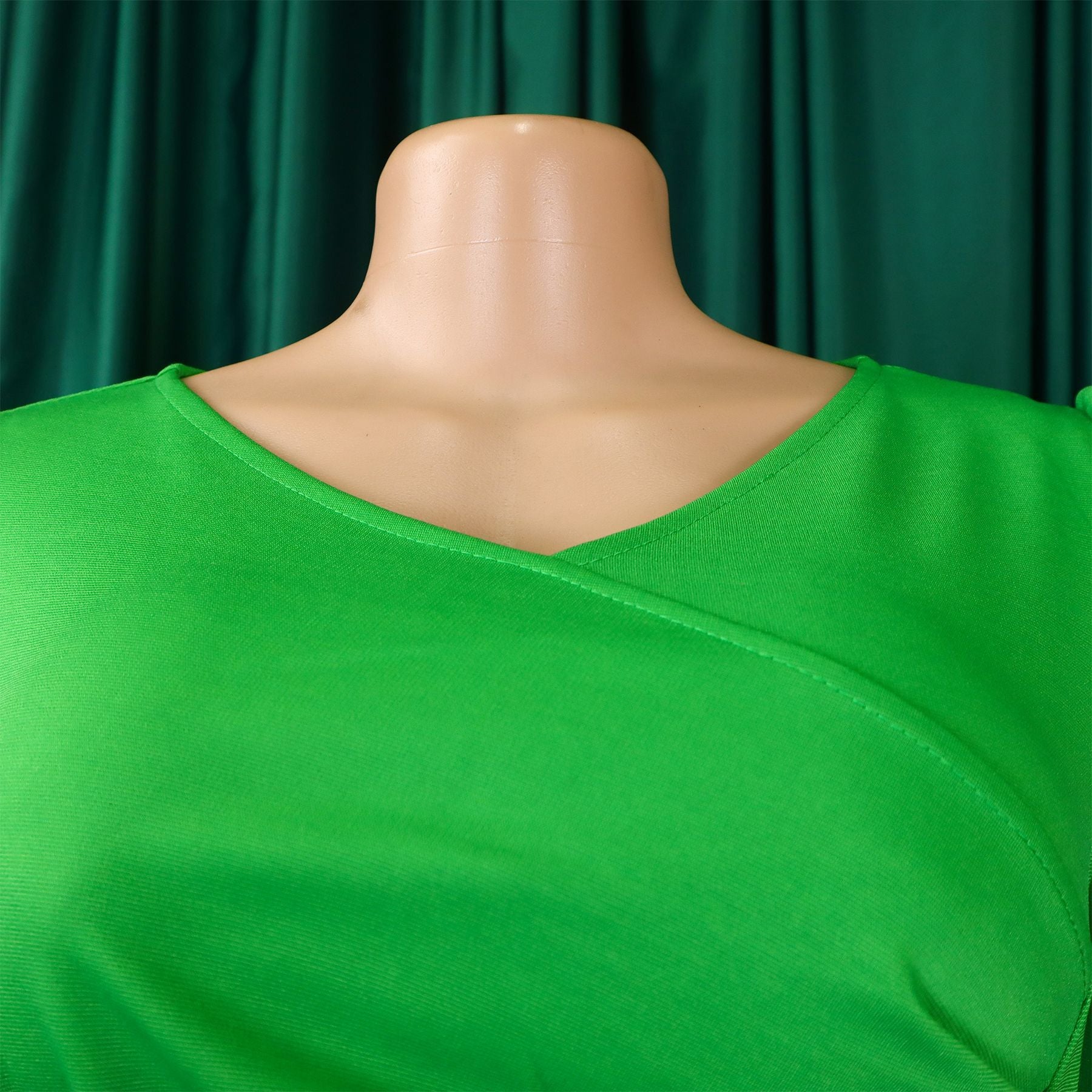 Women's Fashion Pleated Chic Elegant V-neck A-line African Dress 30