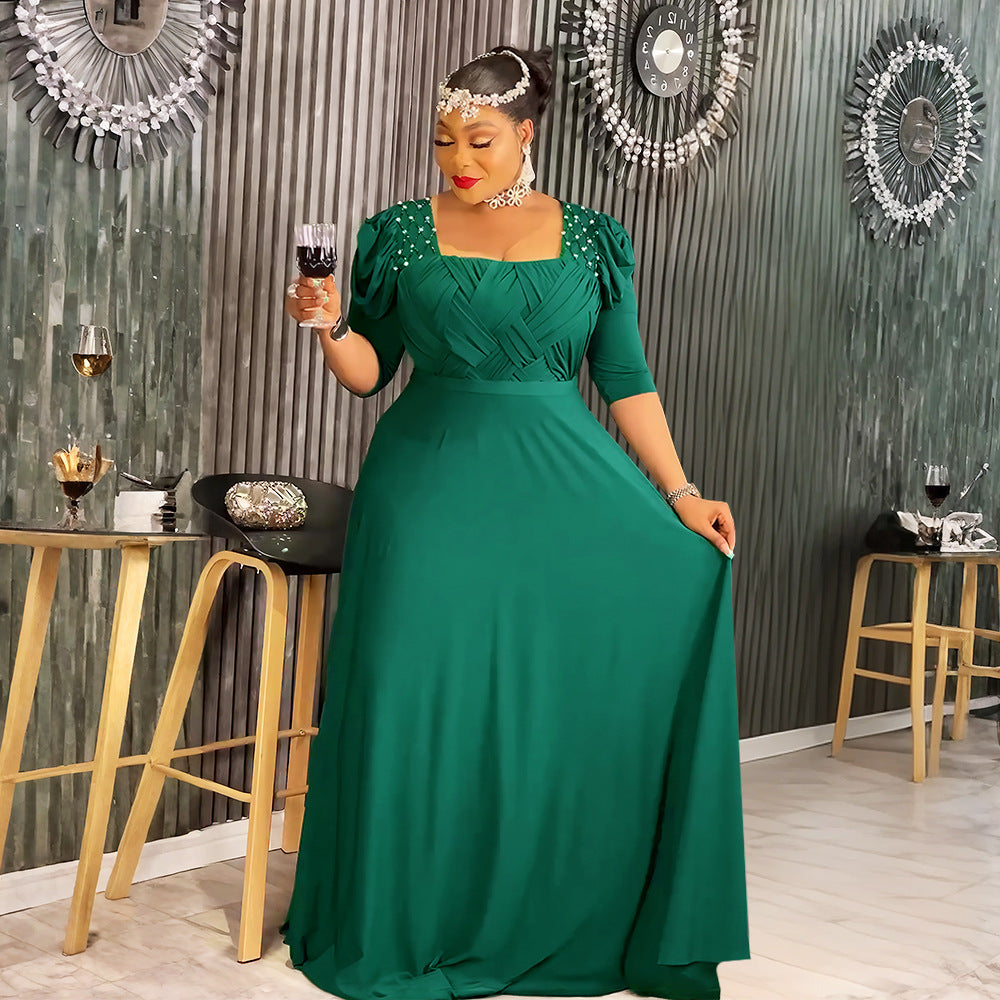 Plus-size African Women beaded dress