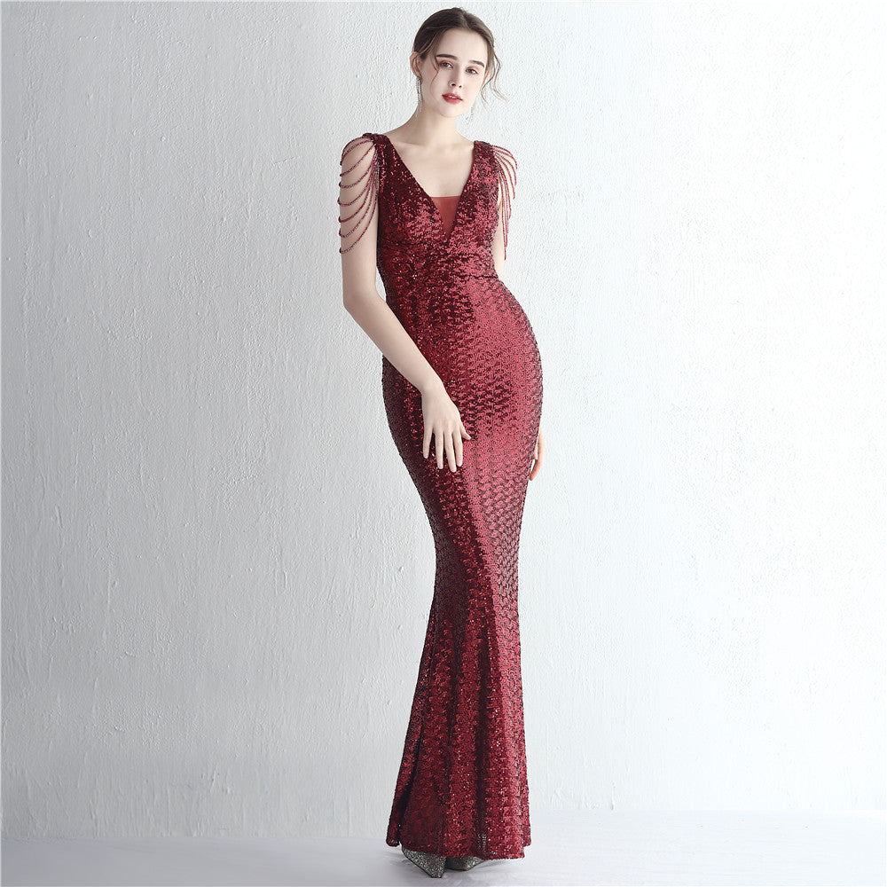 Plus Size Women Plus Size Sequins Formal Party Maxi Evening Dress 3