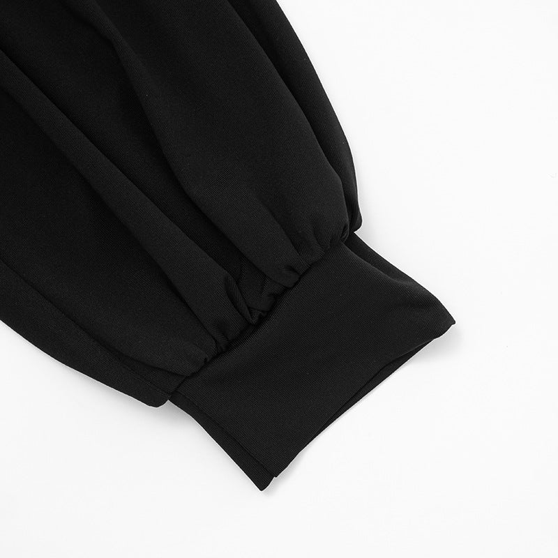 Women Fall Solid Casual V-Neck Long-Sleeved Top and Mini Skirt Two-Piece Set 35