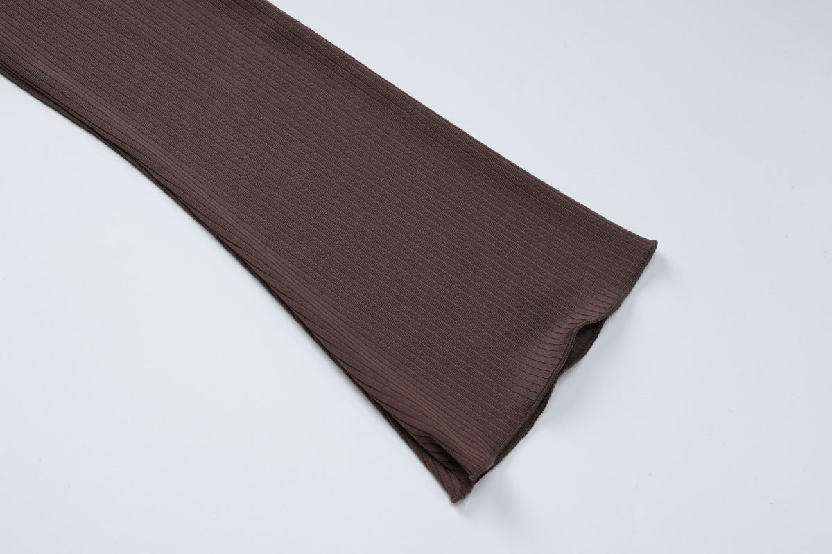 Women Off Shoulder long-sleeved Top Bell Bottom Pant two-piece set 16