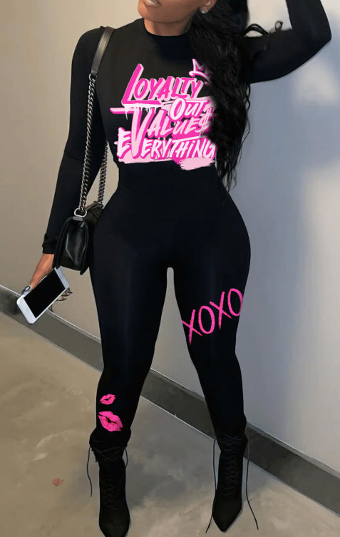 Women Printed Long Sleeve Jumpsuit