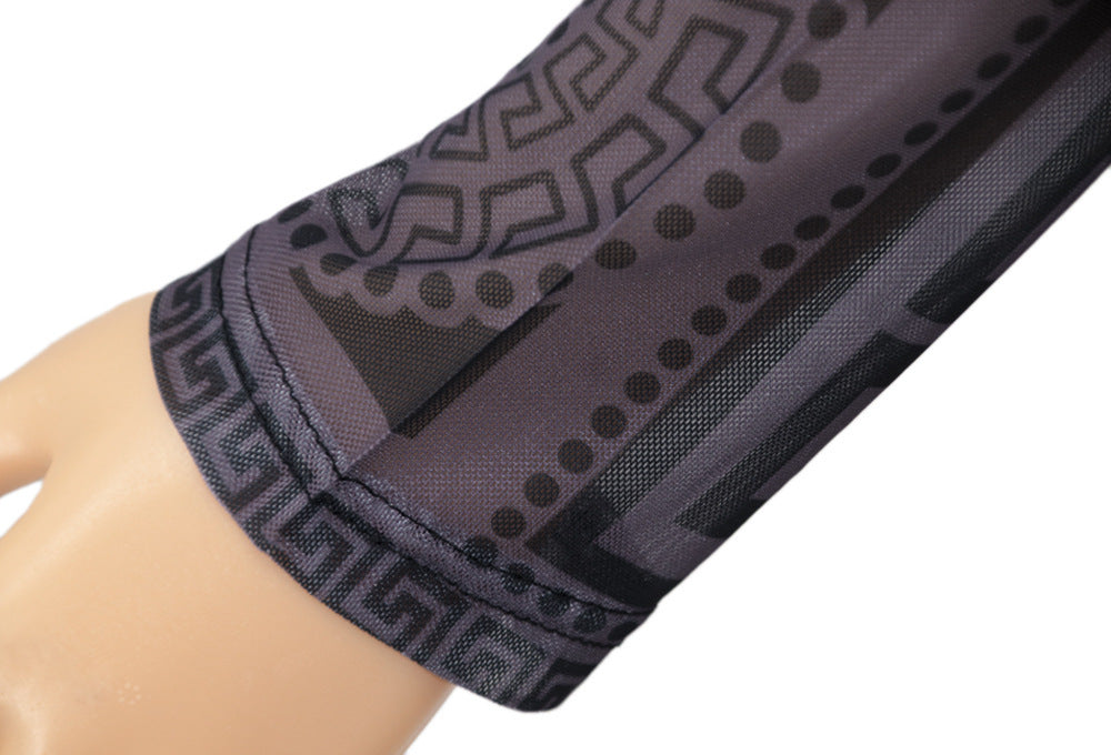 Women Style Printed Mid-High Neck Long Sleeve Jumpsuit 16