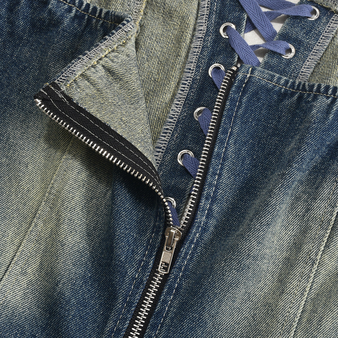 Women zippered chest-wrapped sexy Denim ruffle skirt 15