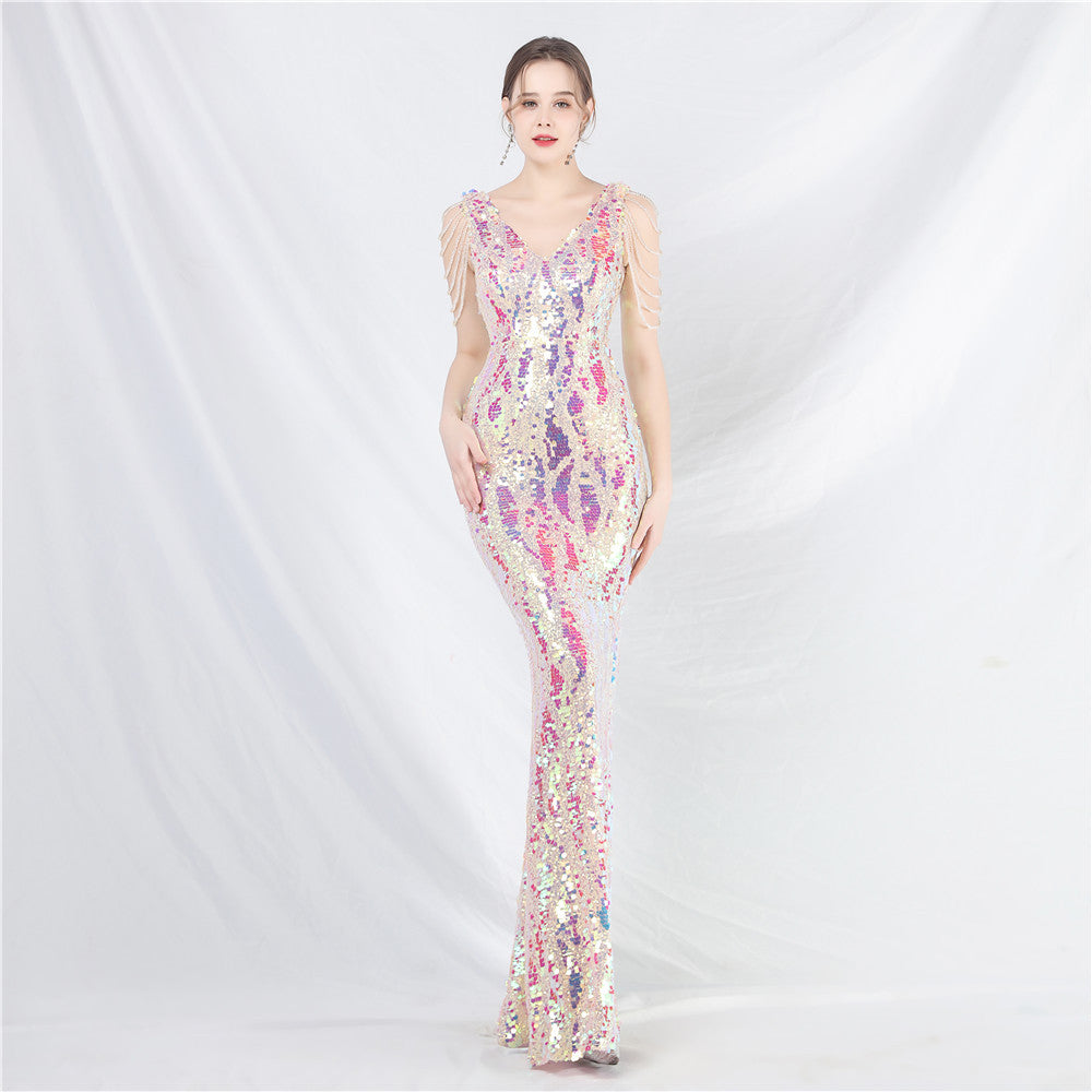 Women Beaded Maxi Evening Gown 13