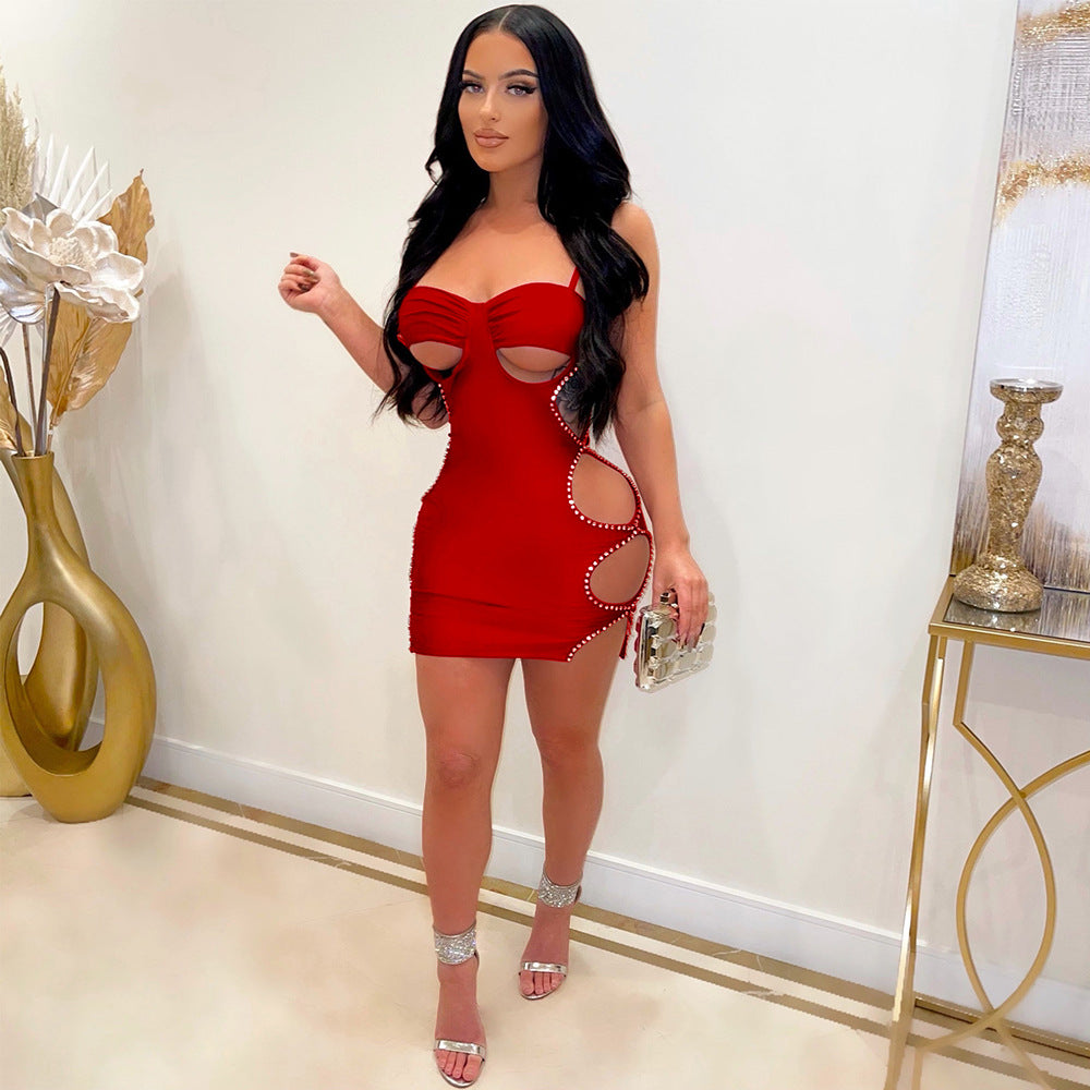 Women Beaded Cutout Sexy Slip Dress 9