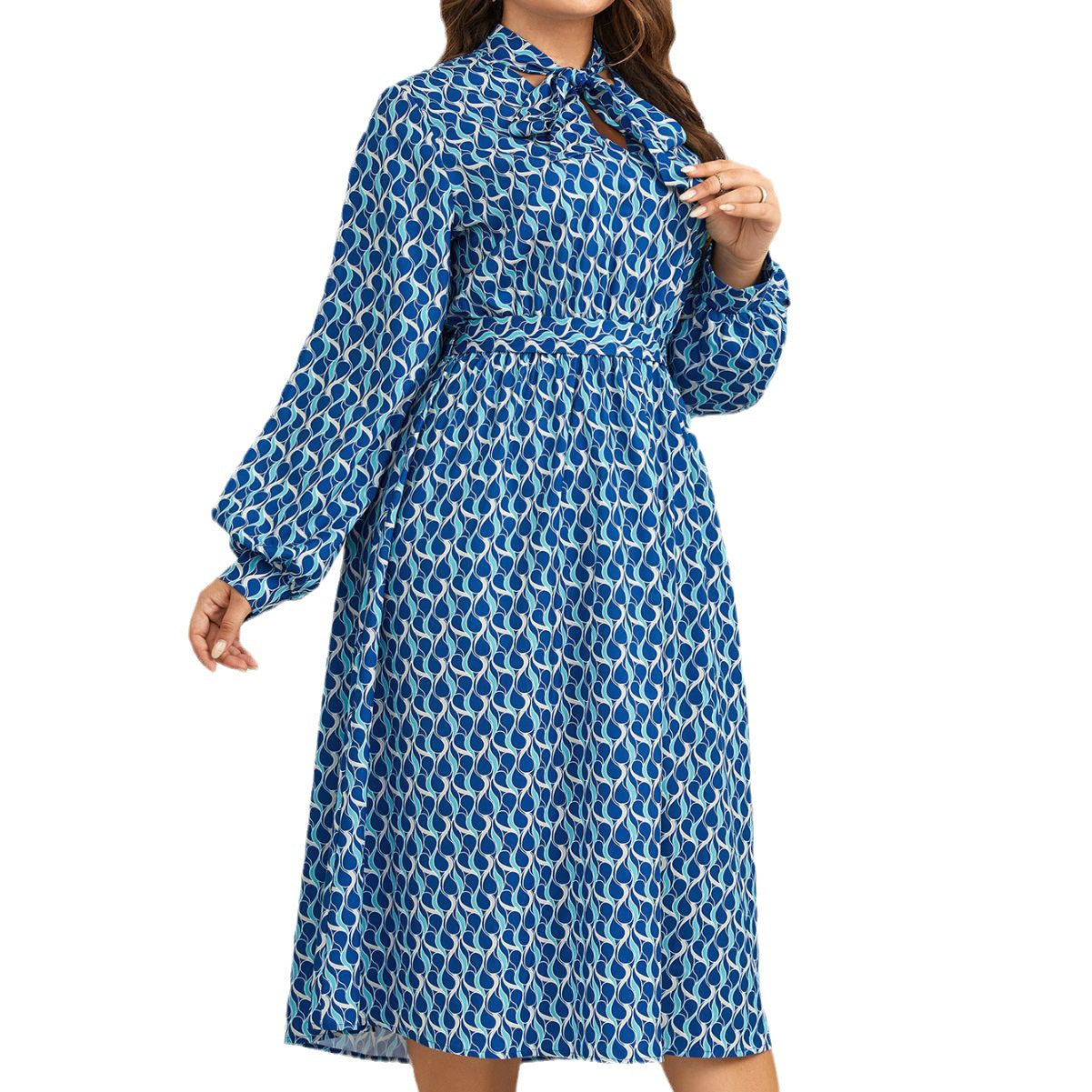Plus Size Women Printed Puff Sleeve Dress 6
