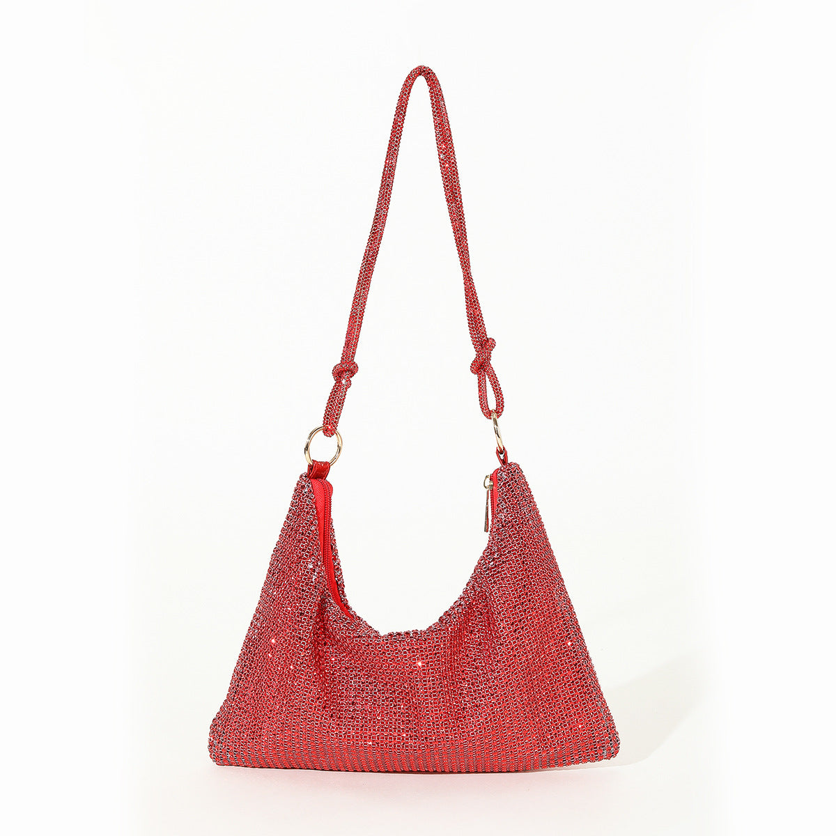 Mesh Rhinestone Knotted Armpit Bag Diamond-Encrusted Trendy Shoulder Evening Bag 22