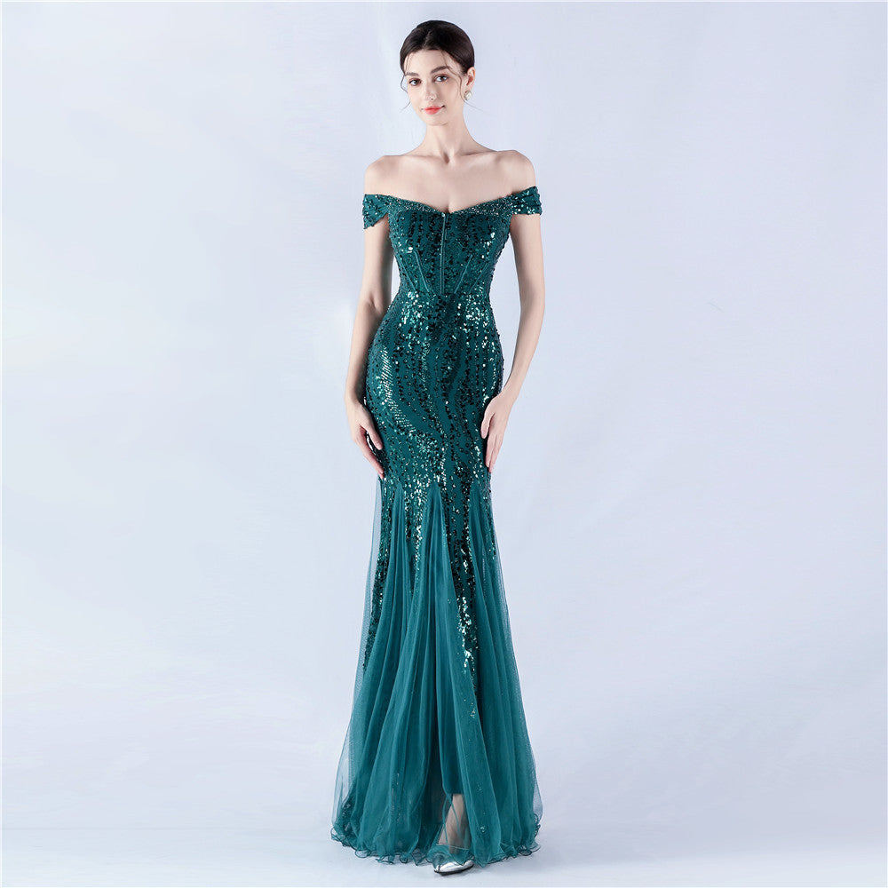 Women Evening Dress Beaded Mesh Beaded Evening Dress 16