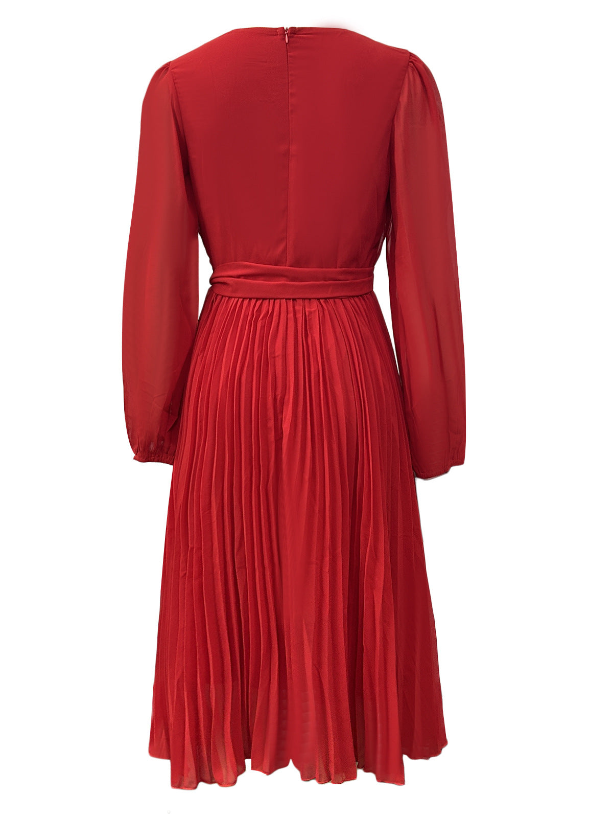 Women V-Neck Lace-Up Long-Sleeved Dress 4