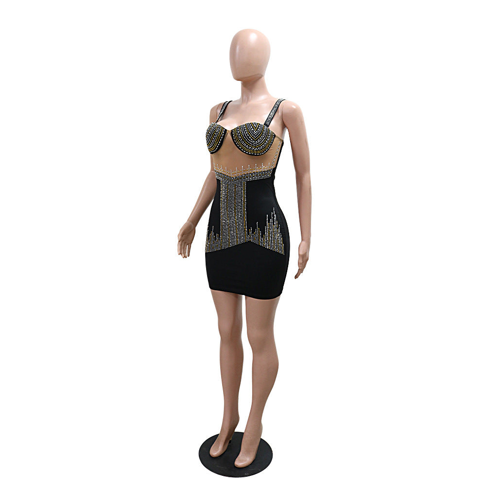 Women sexy suspender See-Through Bodycon dress 4