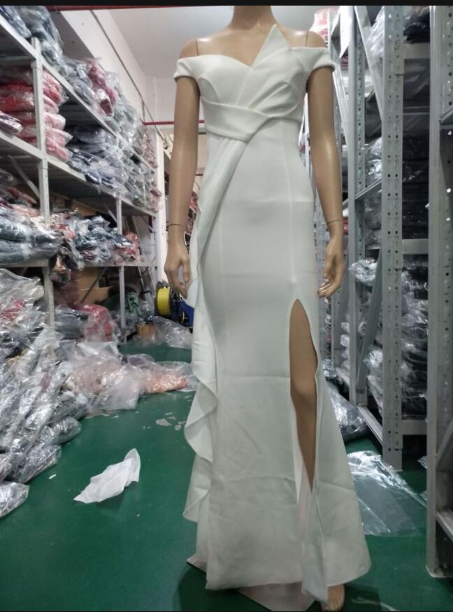 Elegant Off Shoulder Ruffled Slit Plus Size Beauty Long Formal Party Evening Dress 21