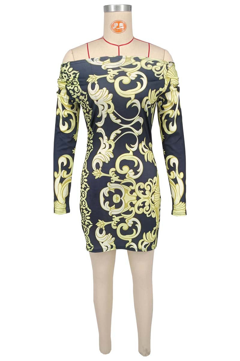 Women Off Shoulder Long Sleeve Bodycon Dress 8