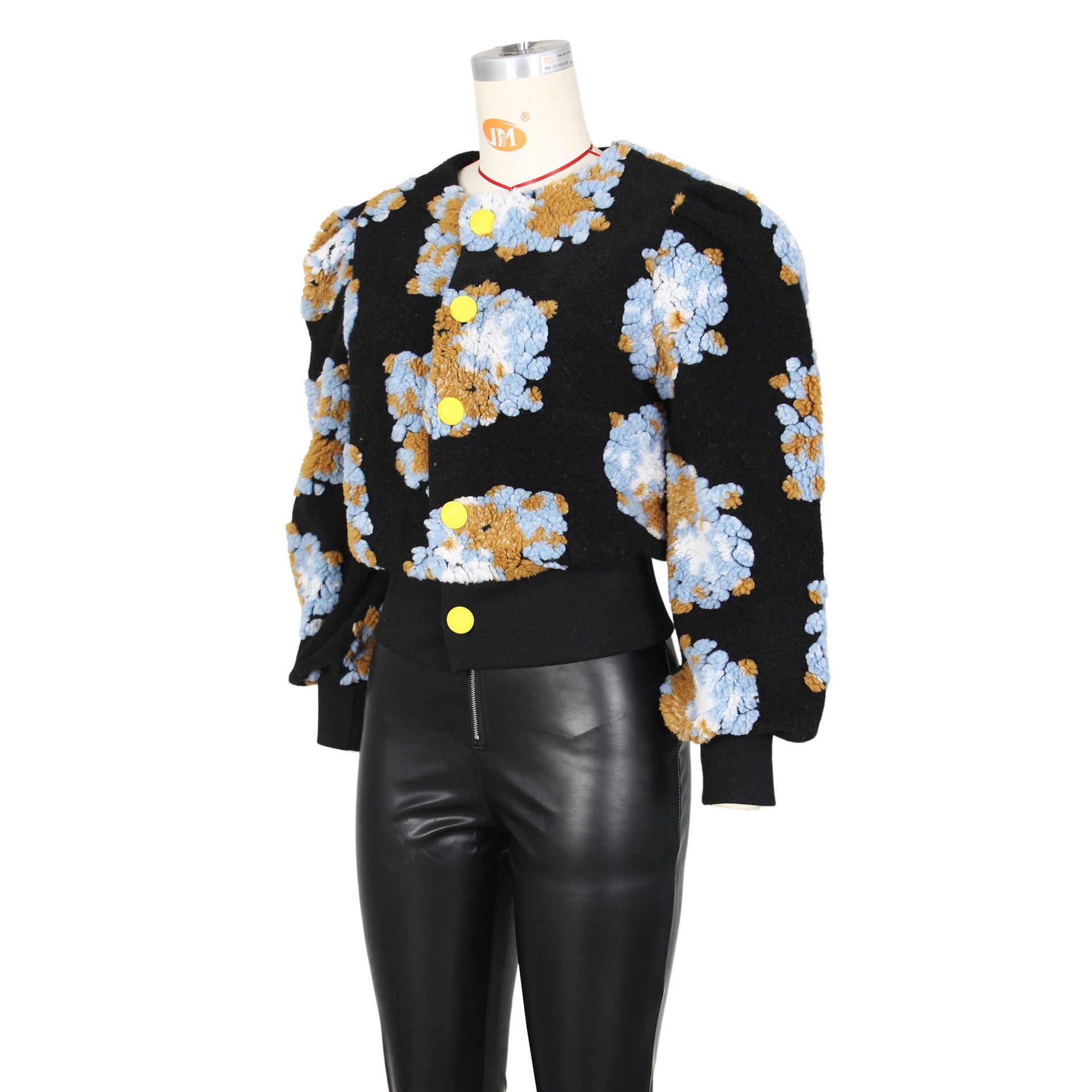 Women Fall and Winter Retro Flower Crop Jacket 23