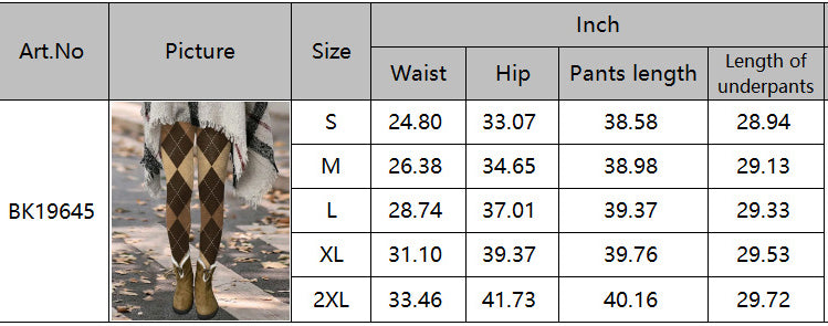 Autumn And Winter Diamond Plaid Print Close-Fitting Basic Pants 8