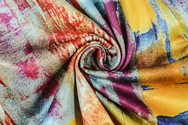 Color Block Print Women's Slim Waist Trendy A-Line Short Dress 16