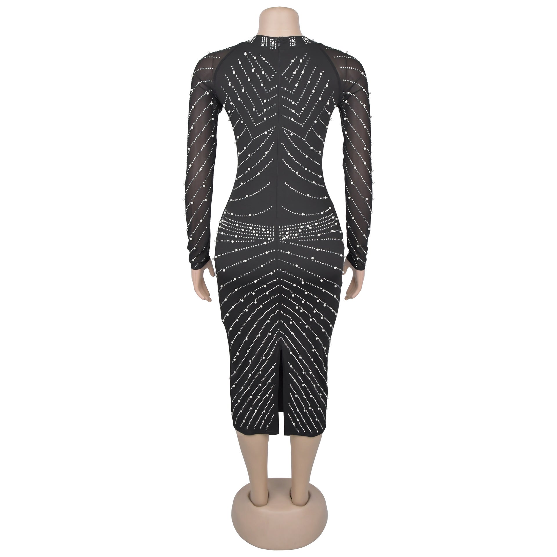 Summer Beaded Slim Long-Sleeve Elegant Dress 6