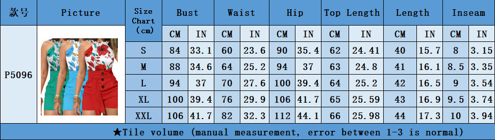 Women Printed Round Neck Sleeveless Top and Shorts Two-piece Set 3