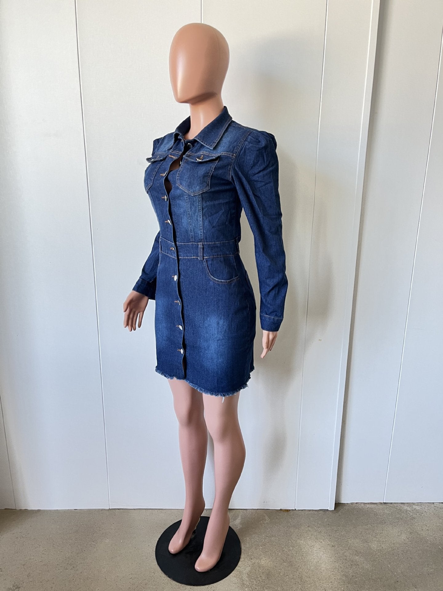 Sexy Fashion Women's Long Sleeve Denim Dress 9