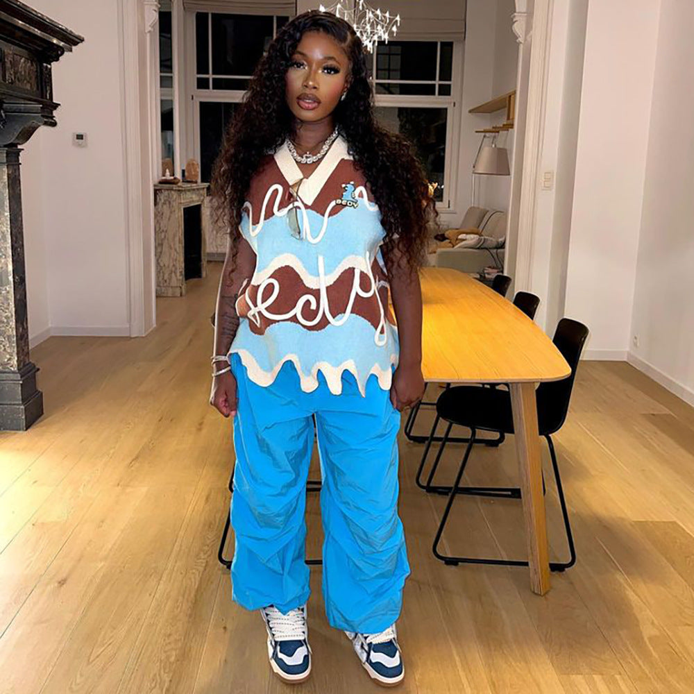 Women's Sweater Vest Autumn And Winter Street Fashion Casual Irregular V-Neck Top 7