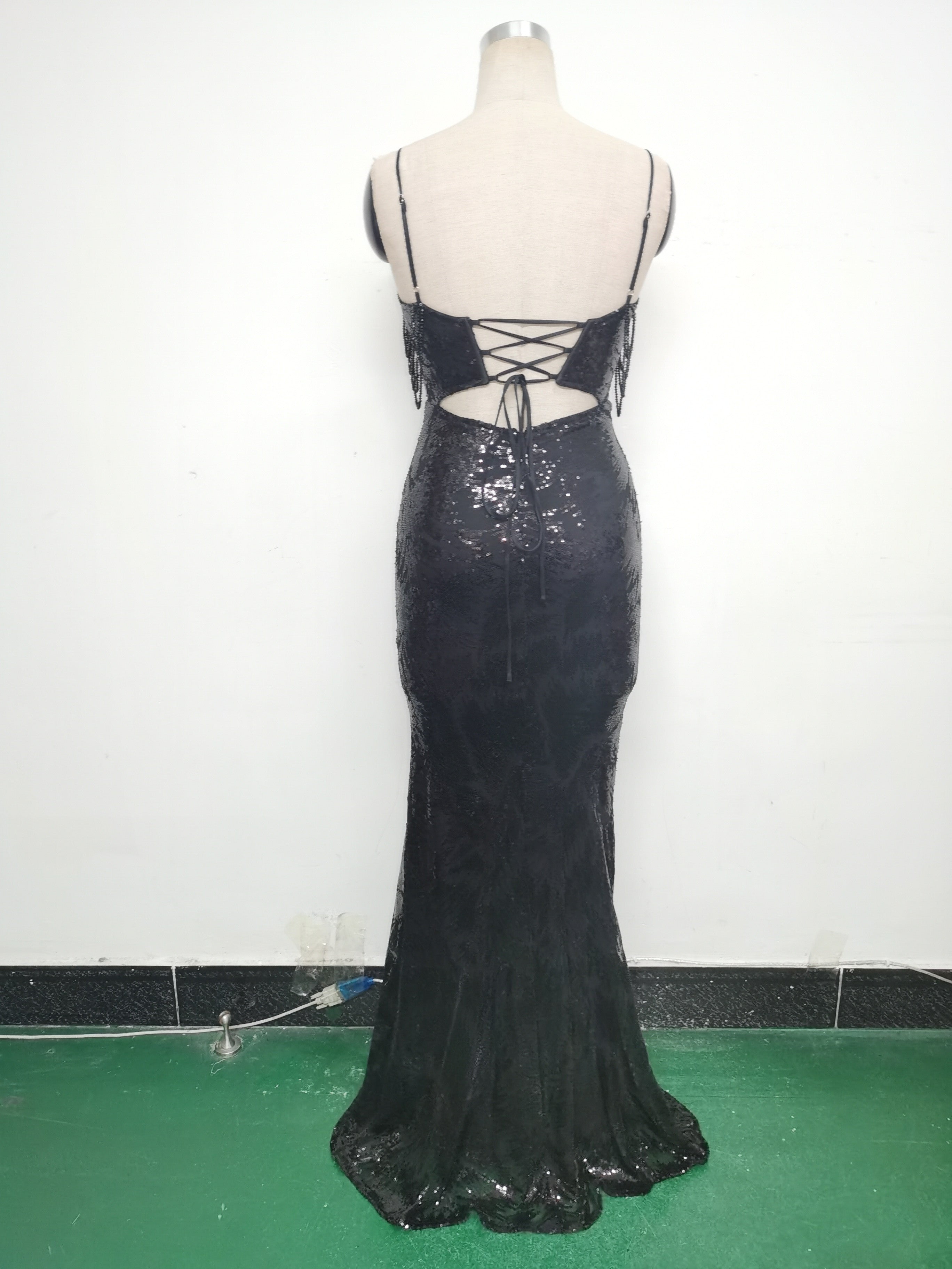 Women cross Lace-Up fishtail evening dress Formal Party evening dress 56