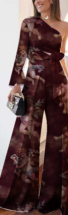 Women's Single Sleeve Print Tie Jumpsuit 5