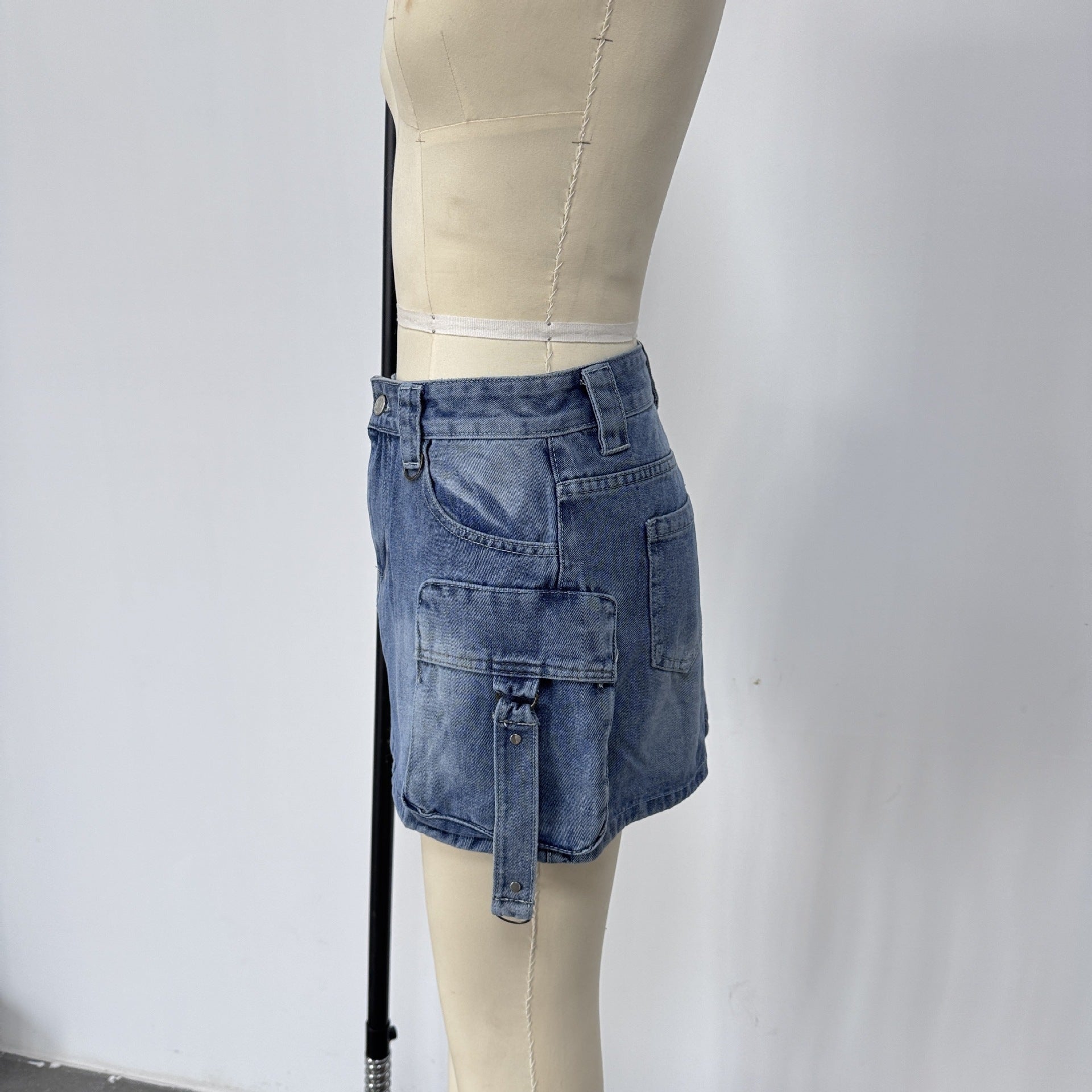 Women Summer Cargo Denim Skirt 8