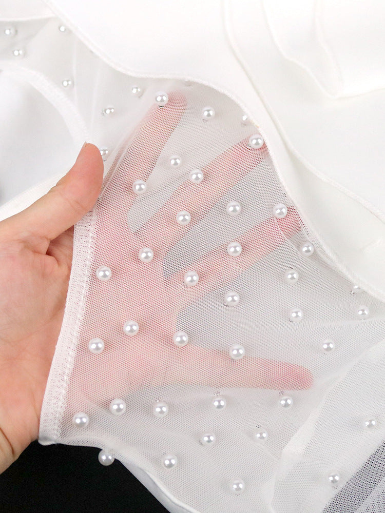 Elegant Patchwork Beaded High Waist Slim Fit Party Dress 7