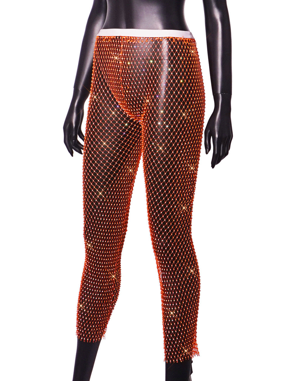 Women Sexy Rhinestone Fishnet Pants 55