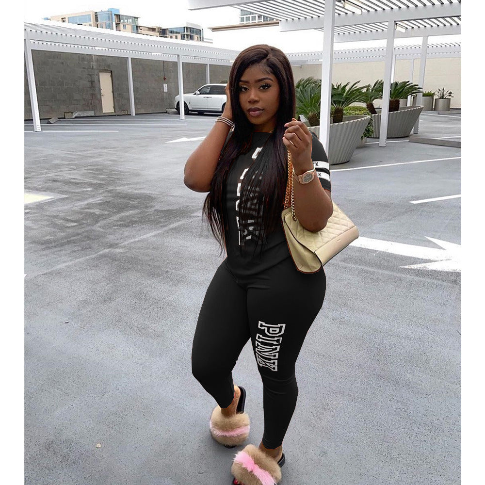 Women's Fashion Casual Letter Print Two Piece Set 6