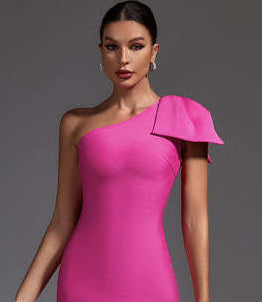 Women's Summer Chic Black And White Slash Shoulder Bow Slit Dress 4