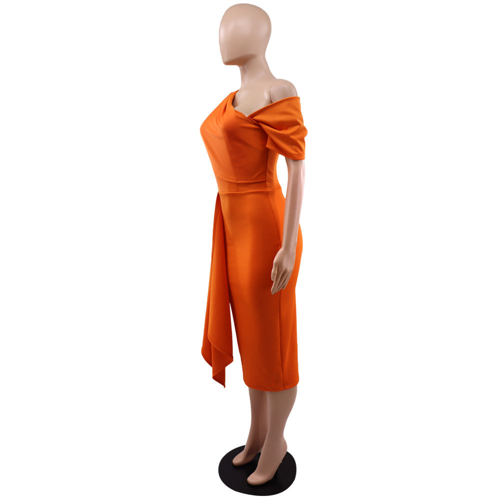 Chic One Shoulder Slim Pencil dress Chic Evening Gown Dress 13