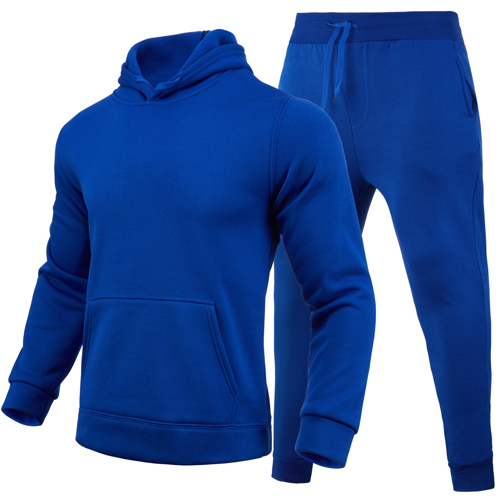 Men Casual Solid two-piece fleece loose Hoodies and sweatpants two-piece set 8