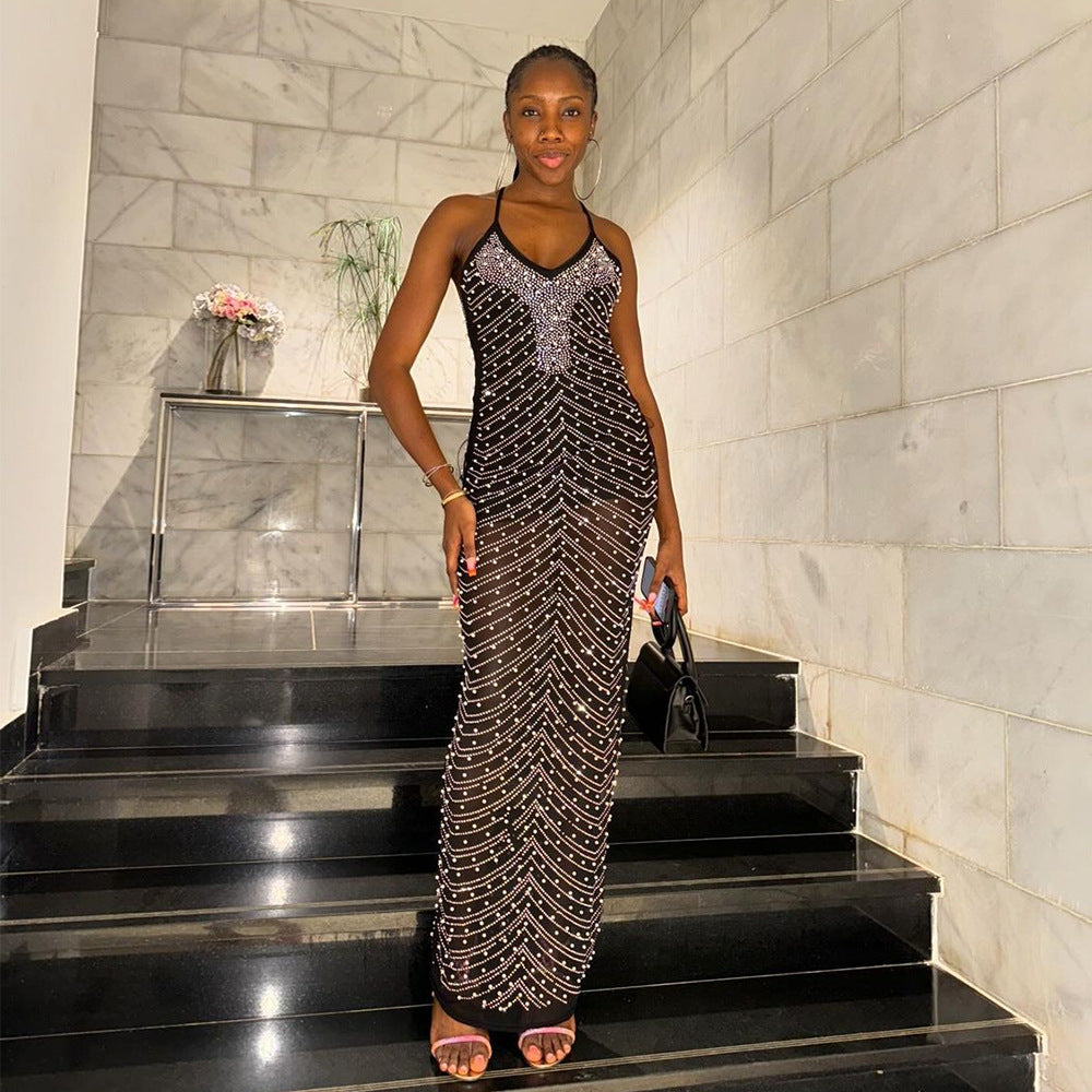 Women Beaded Suspender Bead Party Sexy Dress 3