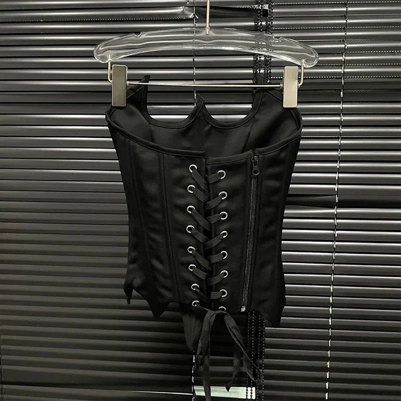 Women's Spring And Autumn Fashion Sexy Fishbone Tank Top Mini Flower Bud Plaid Short Skirt Two-Piece Set 4