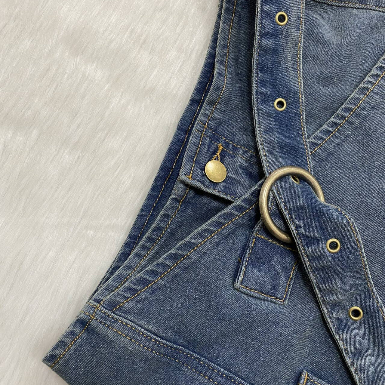 Women summer retro irregular washed denim skirt 4