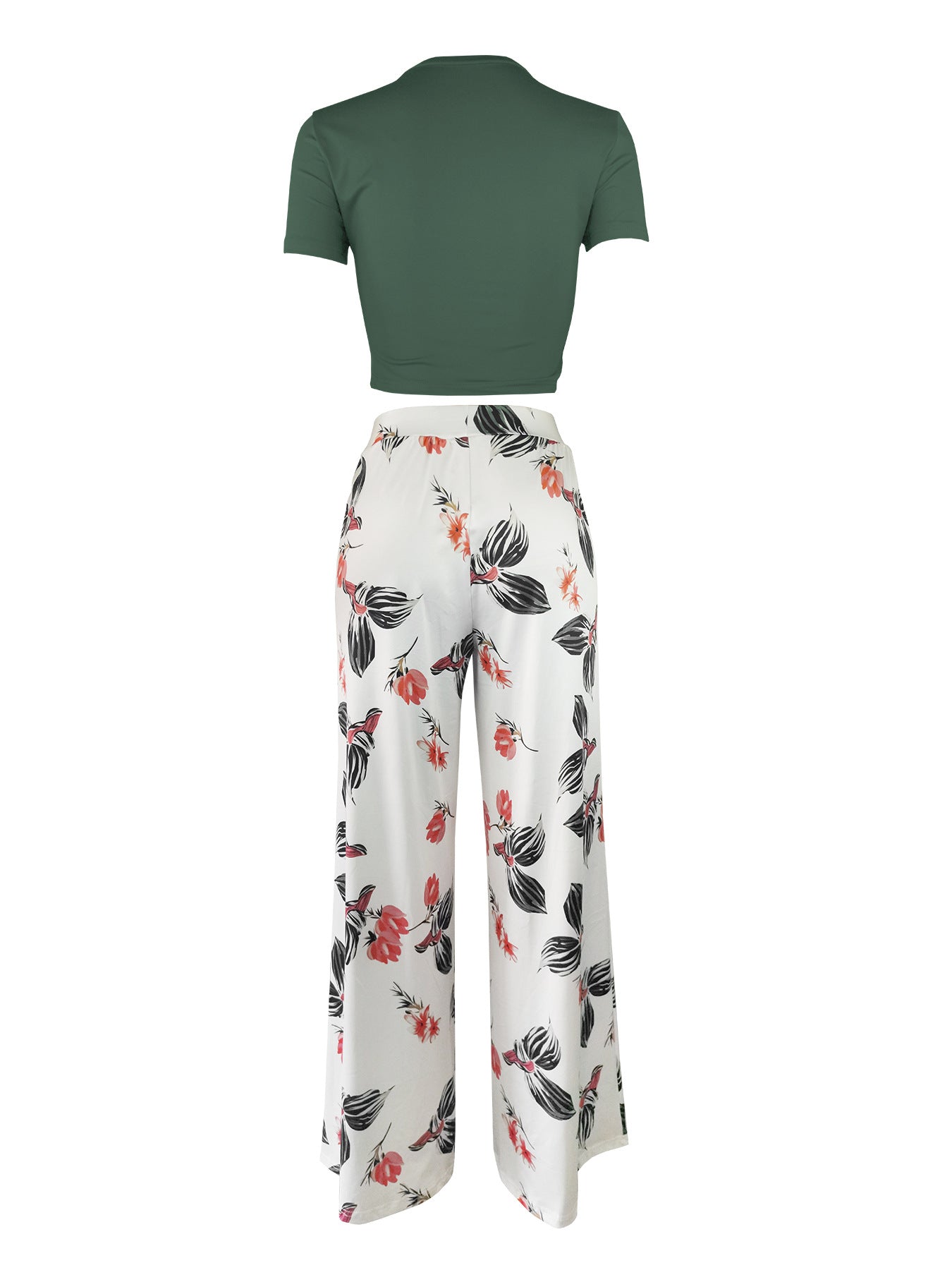 Women printed Casual short-sleeved T-shirt + wide-leg pants two-piece set 21