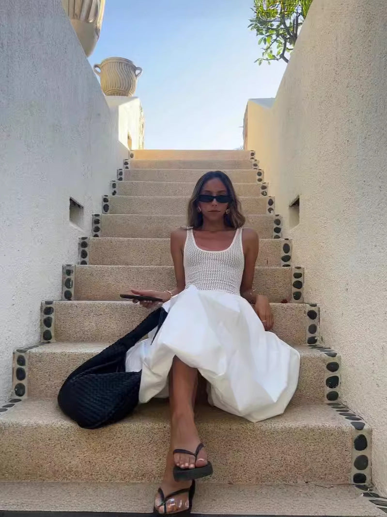 Fashion Summer Sleeveless Mesh Patchwork Sleeveless Slim Chic Dress 5