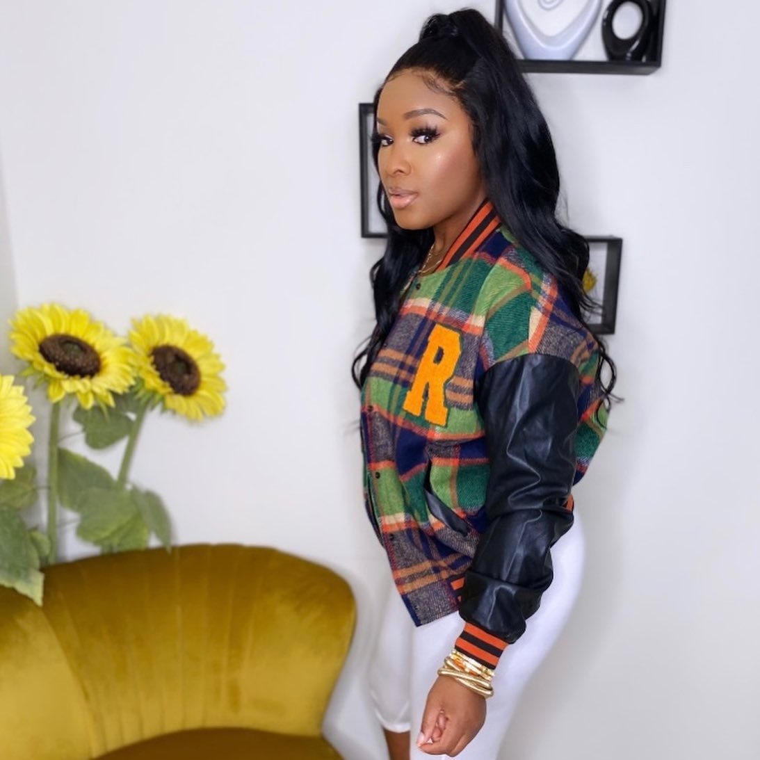 Fall Winter Plus Size Women's Casual Embroidered Ribbed Pu Patchwork Baseball Jacket