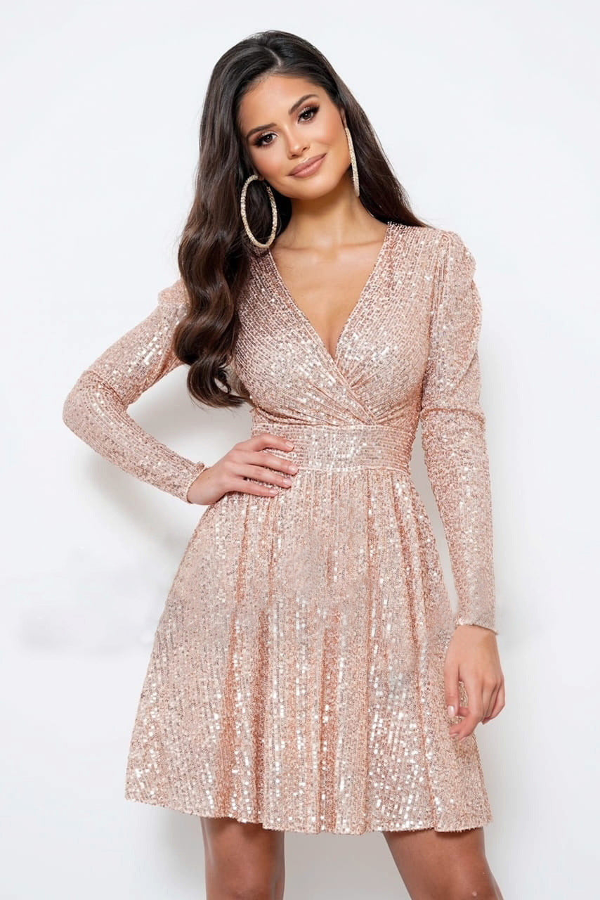Casual Fashion Long Sleeve Women's Party Sequin Loose Dress 4