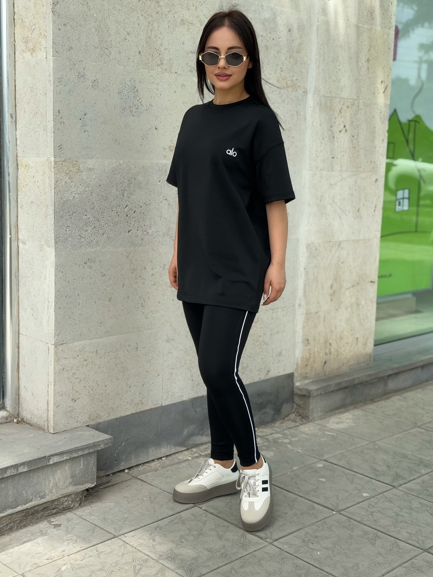 Yoga Wear Autumn Fashion Letter High Waist Yoga Pants Solid Color Sportswear Set 5