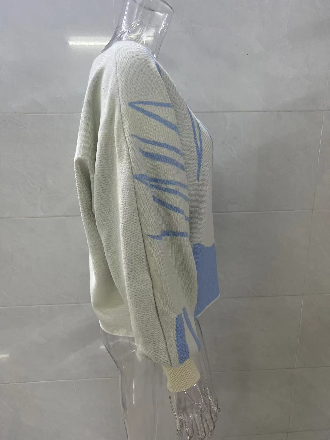 Lantern Sleeve Loose Pullover Knitting Sweater For Women 23