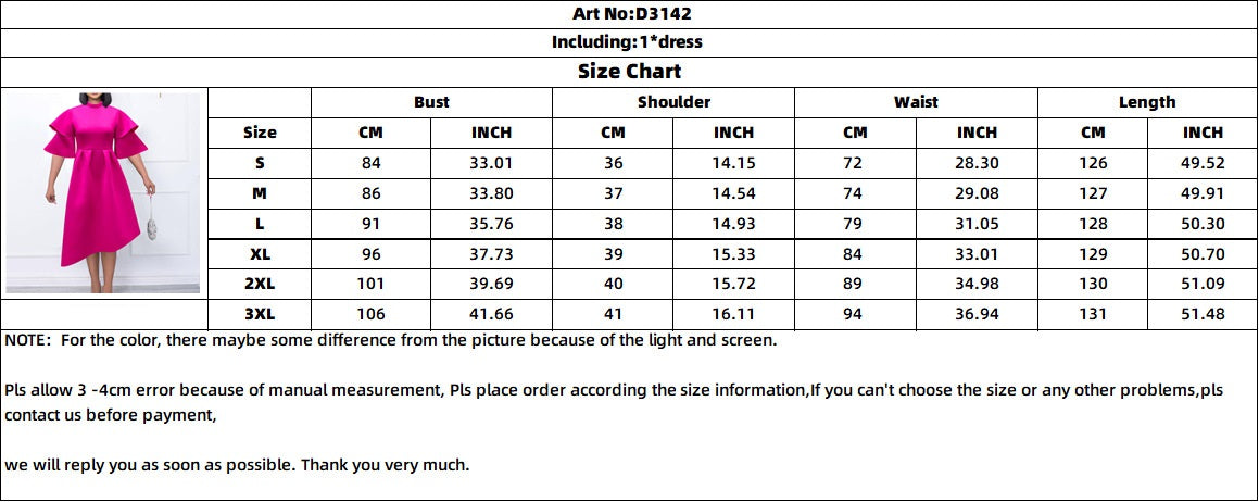 Women Double Layer Ruffle Sleeve Solid Swing Dress Dress 9