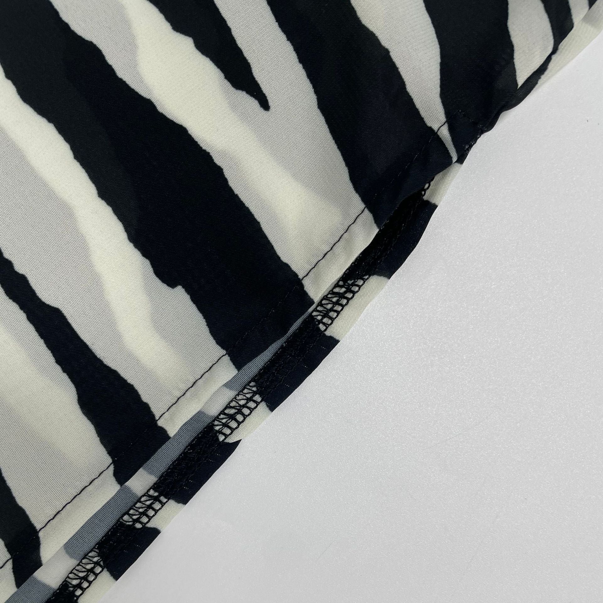 Women autumn zebra print slit lace see-through sexy holidays Dress 13