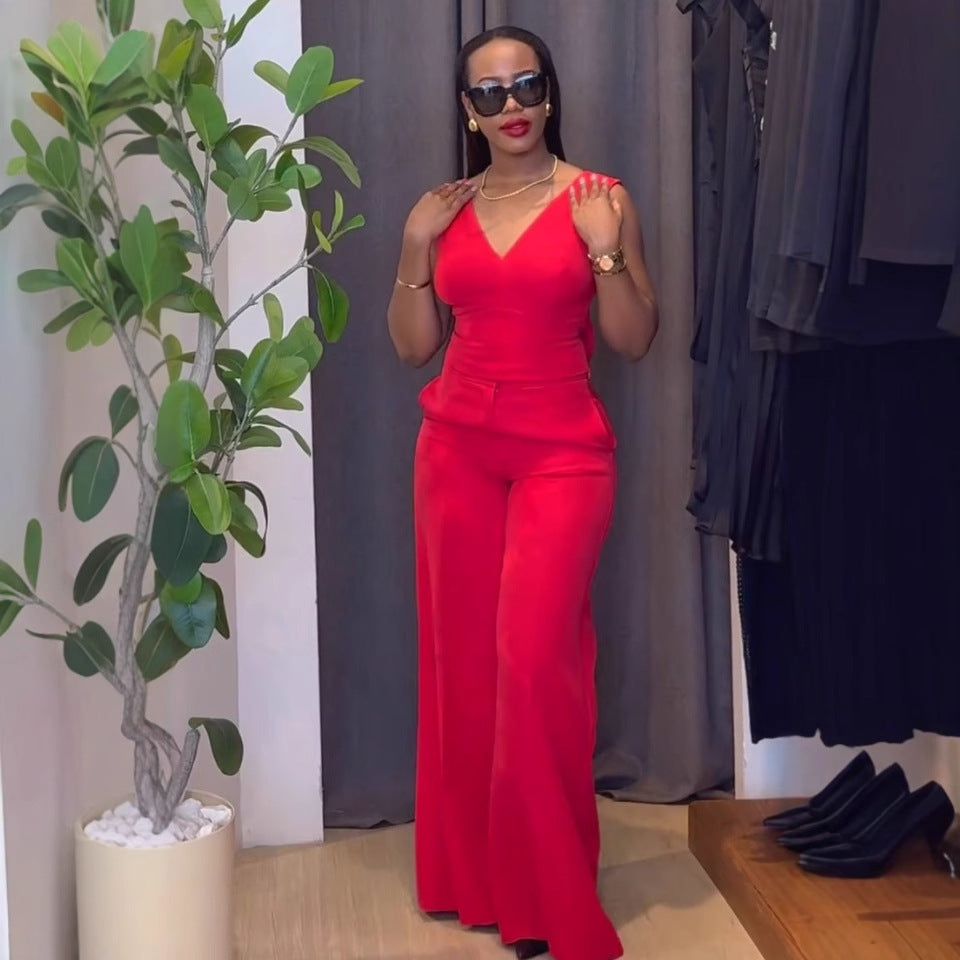 V-Neck Bow Detail Vest Trousers Two-Piece Set 5