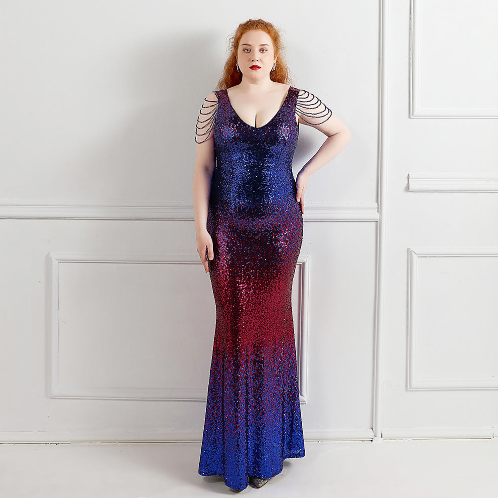 Plus Size Beauty Long Sequin  Formal Party Evening Dress 7