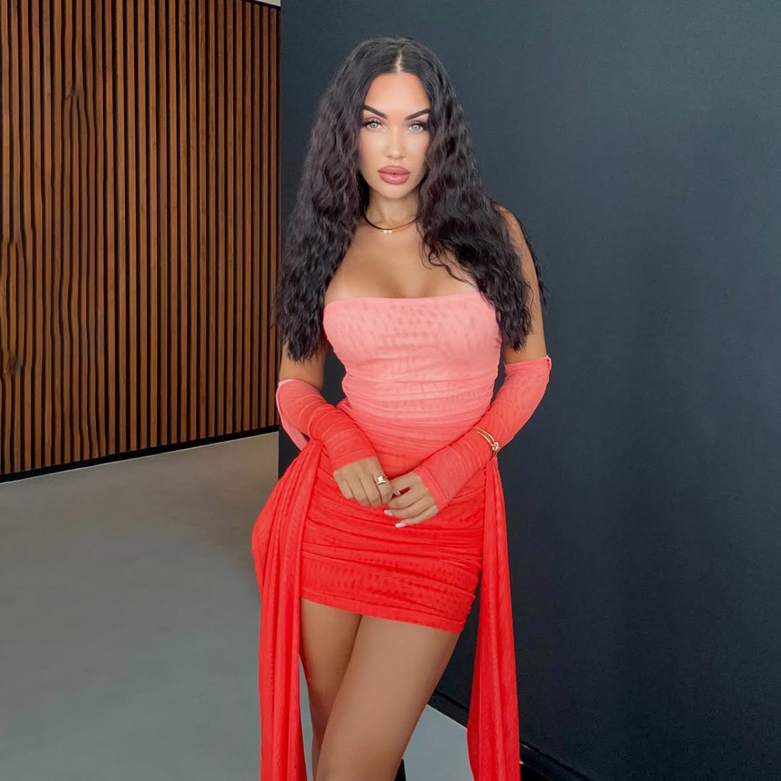 Women Halter Neck Strapless Bodycon Mini Dress 5